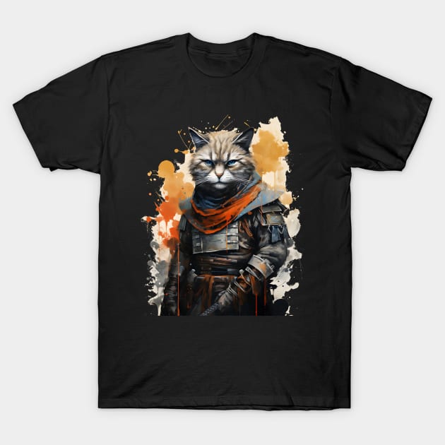 Japanese Warrior Cat T-Shirt by ArtisticCorner